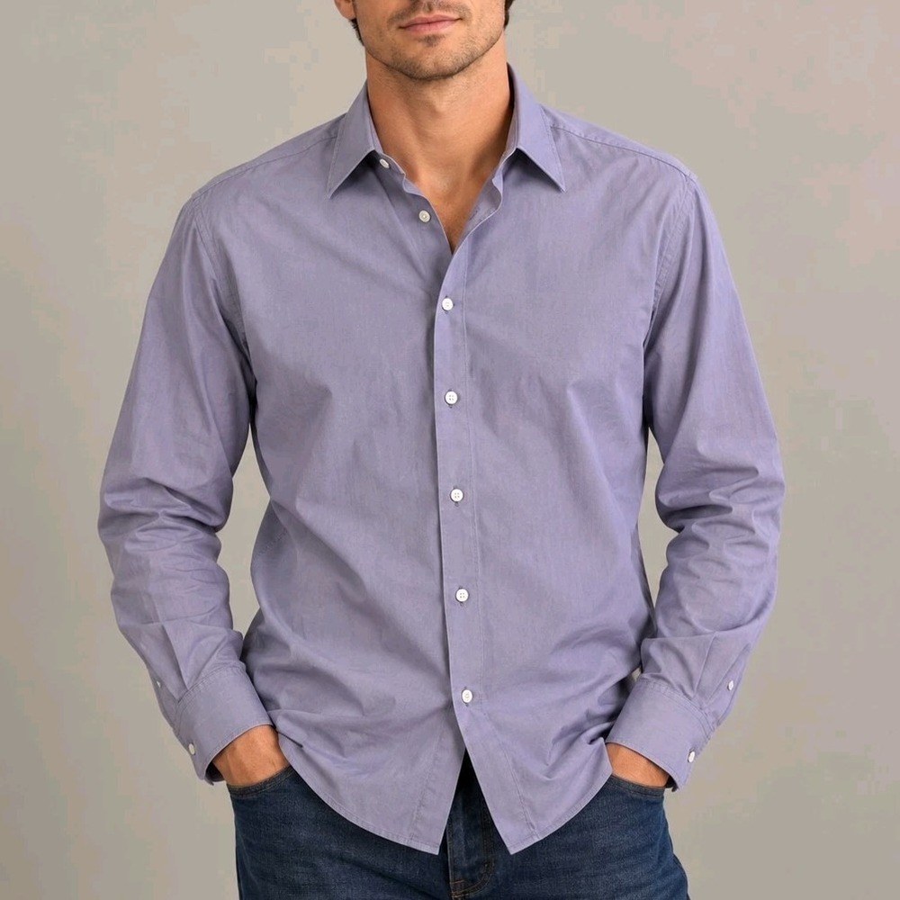 Hamilton Since 1883 Men's Purple Gray Long Sleeve Dress Shirt 14 1/2